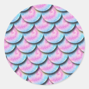Circle Tie Dye Clouds Roze Blauwe Waterverf Patroo Ronde Sticker