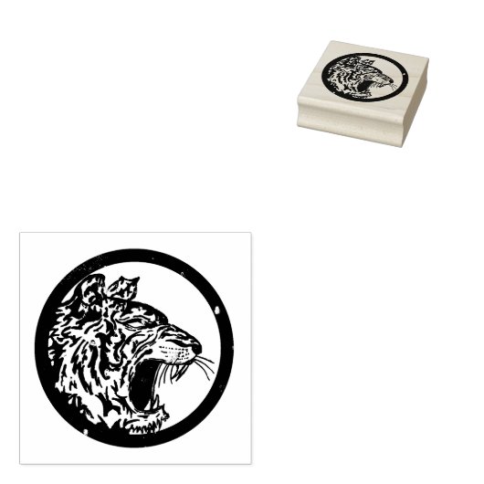 Circle Tiger Head Rubberstempel (Gestempeld)
