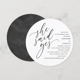 Circle White Script Ze zei Ja Verlovingsfeest Kaart
