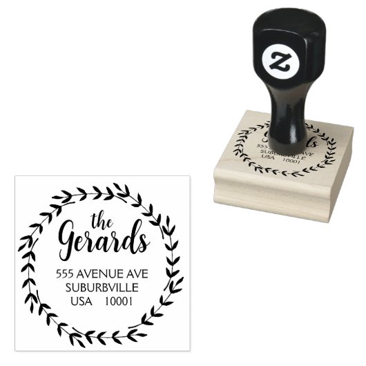 Circle Wreath Branches Custom Rubber Stamp Rubberstempel (Gestempeld)