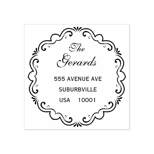 Circle Wreath Script Custom Rubber Stamp Rubberstempel (Afrduk)