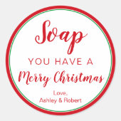 Circle Zeeplabel, Kerst Feestdagen Rood & Groen Ronde Sticker (Voorkant)