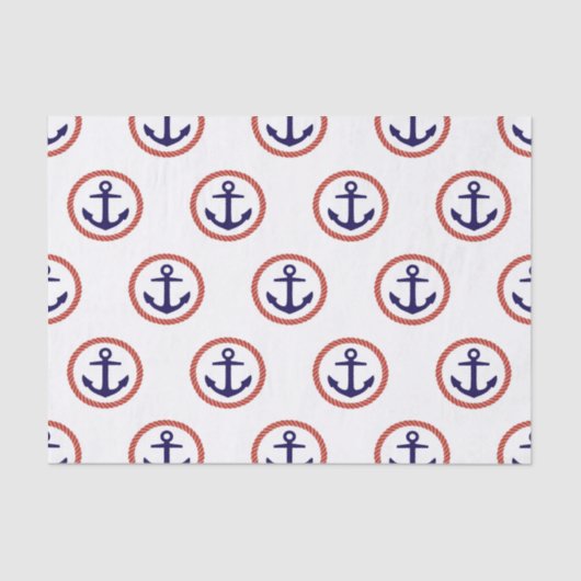 Circled Anchors Nautical Pattern Tissuepapier (Voorkant)