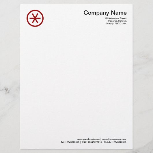 Circled Asterisk - Ruby Red Briefhoofd (Voorkant)