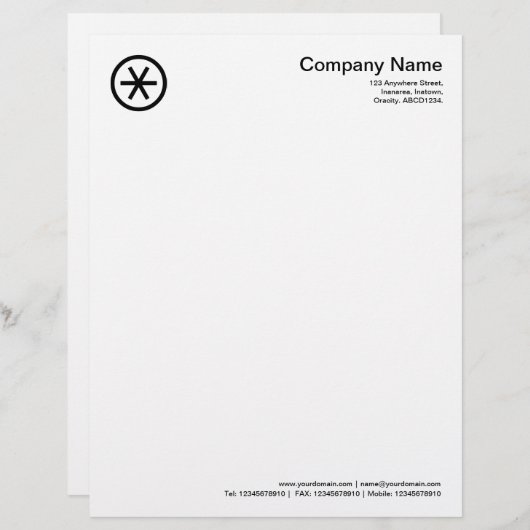 Circled Asterisk - zwart Persoonlijk Briefhoofd (Voorkant / Achterkant)