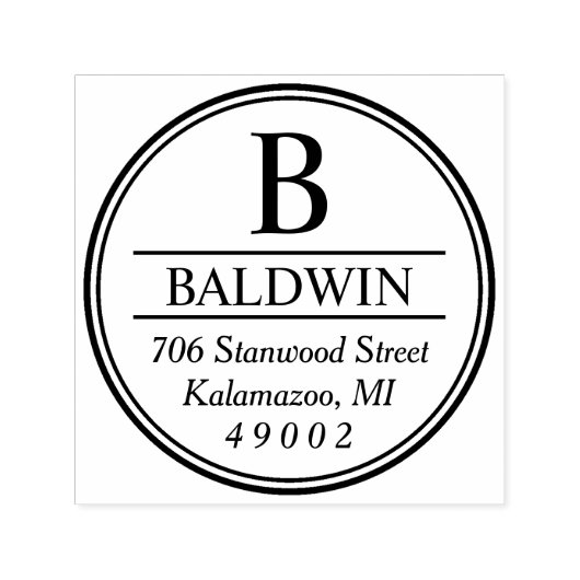 Circled Monogram Initiaal Return Address Zelfinktende Stempel (Design)