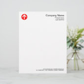 Circled-pijl - rood briefhoofd (Staand voorkant)