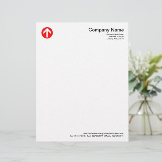 Circled-pijl - rood briefhoofd (Staand voorkant)