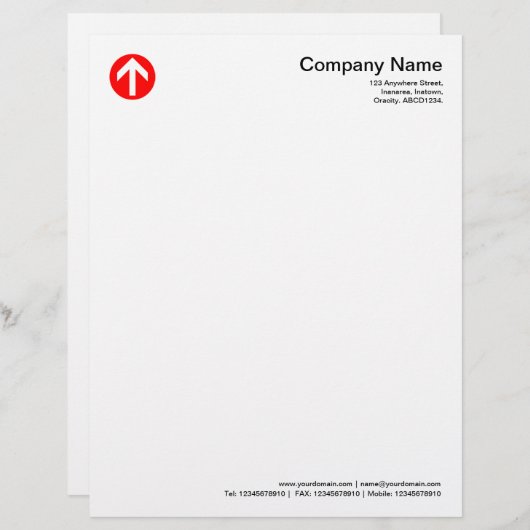 Circled-pijl - rood briefhoofd (Voorkant / Achterkant)