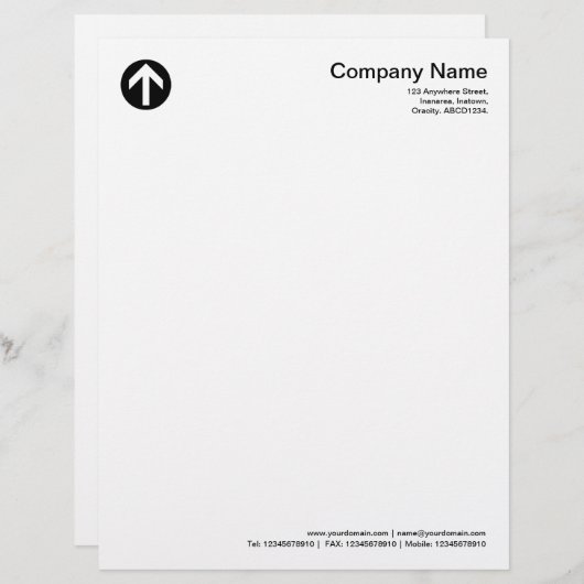 Circled-pijl - zwart briefhoofd sjabloon (Voorkant / Achterkant)