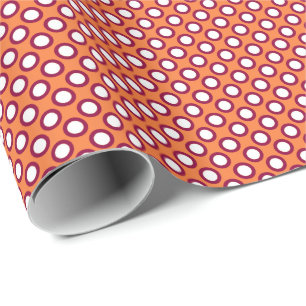 Circled polka dots, mandarijn oranje en magenta cadeaupapier
