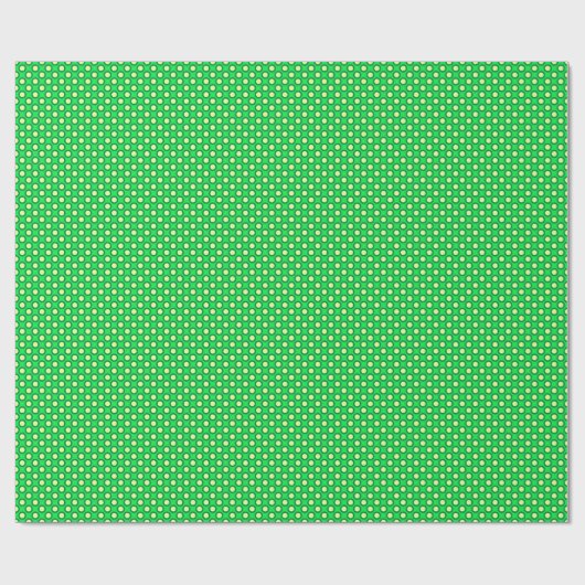 Circled polka dots, smaragdgroen en geel cadeaupapier (Vlak)
