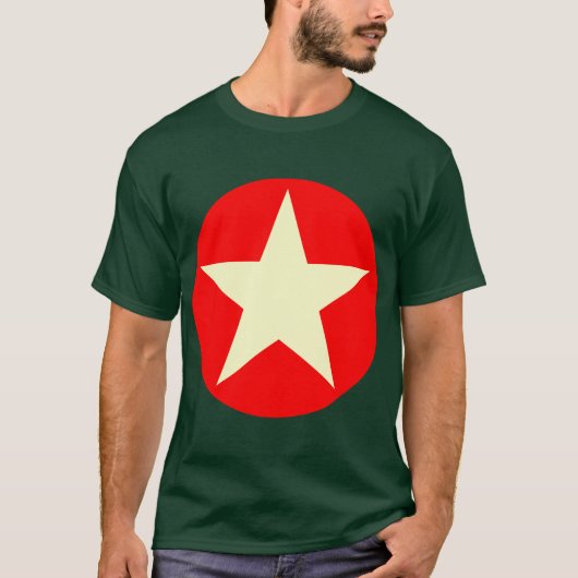 Circled Star - Cream en Red T-shirt (Voorkant)