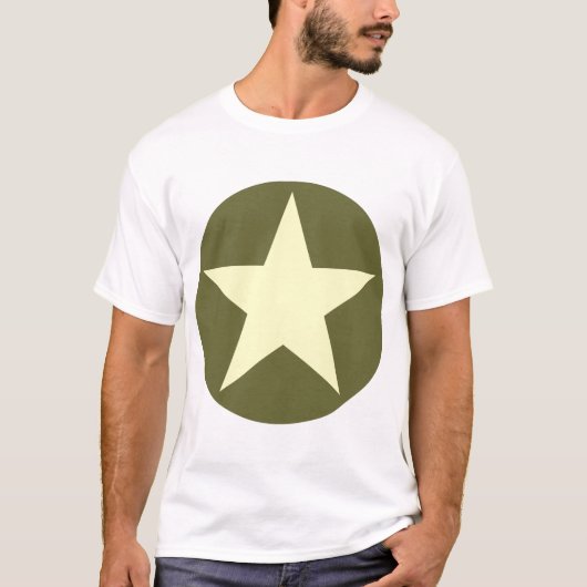 Circled Star - Cream met Olive Green T-shirt (Voorkant)