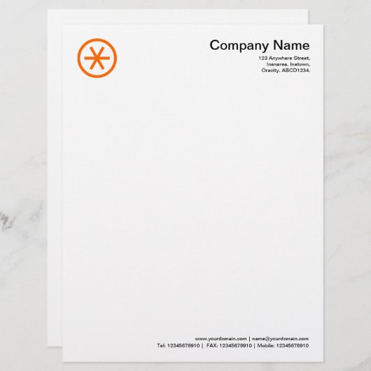 Circled Sterisk - Oranje Gepersonaliseerd Briefhoofd (Voorkant / Achterkant)