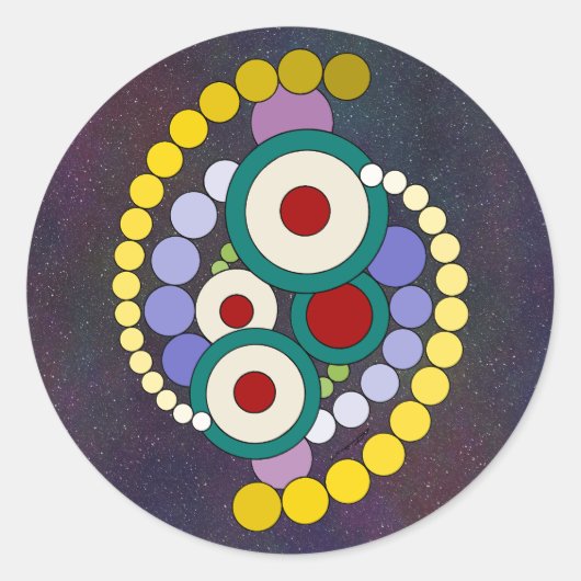 Circles Abstract Artwork Ronde Sticker (Voorkant)