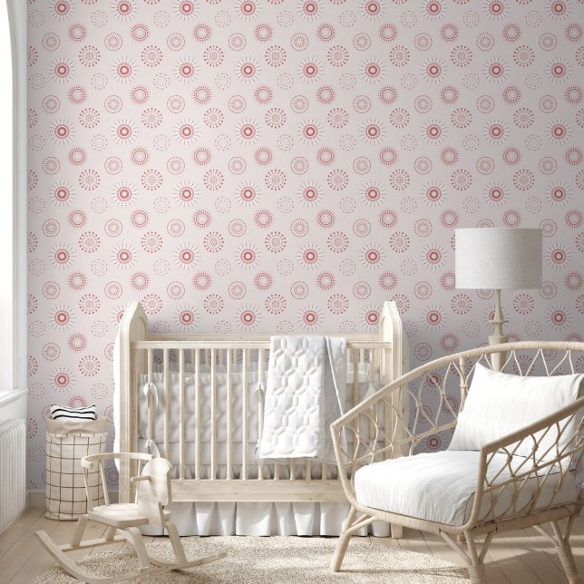 circles and dots in soft red color behang (Kinderen)
