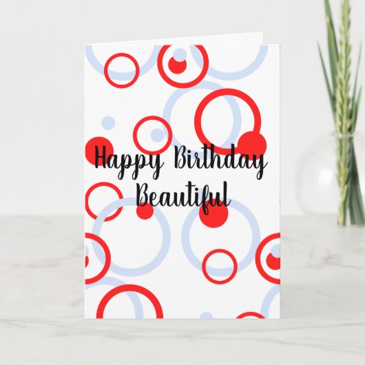 Circles: Baby blauw & rood Wenskaart Kaart (Voorkant)