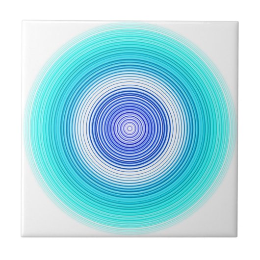 Circles - blauwgroen waterturquoise cyaanblauw tegeltje (Voorkant)