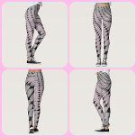 Circles en diamanten Patroon grijze roze Leggings<br><div class="desc">Deze leggings in draaiende golven van cirkels en diamanten in zwart en grijs zijn een leuk en stijlvol monochroom grijs ontwerp met een zwart-wit roze. Het monochromatische patroon maakt een mode verklaring die leuk en knap is.</div>