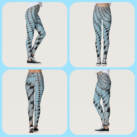 Circles en diamanten Pattern Grey Blue Edgy Chic Leggings