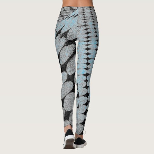 Circles en diamanten Pattern Grey Blue Edgy Chic Leggings (Achterkant)