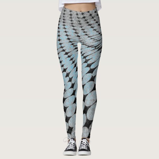 Circles en diamanten Pattern Grey Blue Edgy Chic Leggings (Voorkant)