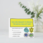 CIRCLES en SQUARES Bar Bat Mitzvah Reply Card RSVP Kaartje (Staand voorkant)