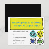 CIRCLES en SQUARES Bar Bat Mitzvah Reply Card RSVP Kaartje (Voorkant / Achterkant)