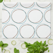 Circles kleine Turquoise & handgetekende bruine ha Theedoek (Gevouwen)