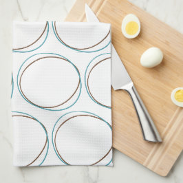Circles kleine Turquoise & handgetekende bruine ha Theedoek