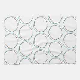 Circles kleine Turquoise & handgetekende bruine ha Theedoek