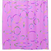 Circles Loops Modern Roze Magenta Douchegordijn (Voorkant)