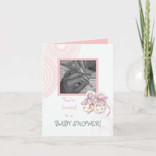 Circles 'n Booties, Baby Girl Douche Uitnodiging (Voorkant)