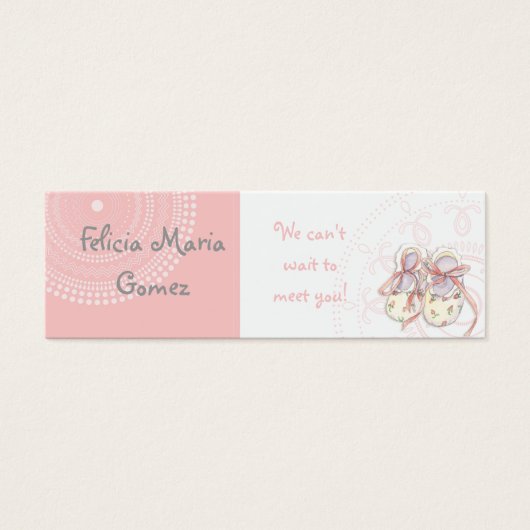 Circles 'n Booties, Baby Girl Douche Uitnodiging Mini Visitekaartjes (Voorkant)