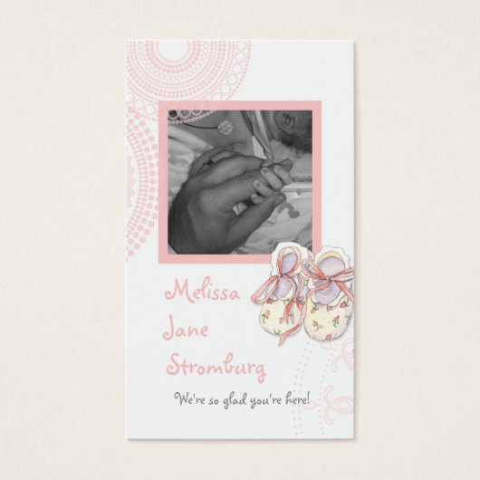 Circles 'n Booties, Baby Girl Douche Uitnodiging Visitekaartjes (Voorkant)