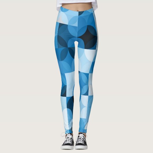 Circles Naadloos: Abstract Blauw Leggings (Voorkant)
