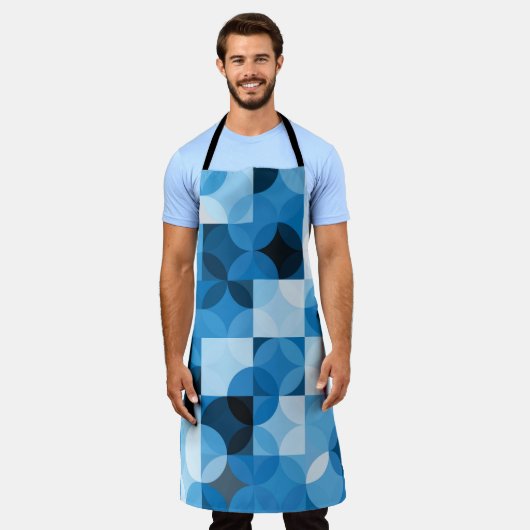 Circles Naadloos: Abstract Blauw  Schort (Gedragen)