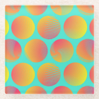 Circles Naadloos Patroon: Sinaasappel en Blauw. Glazen Onderzetter