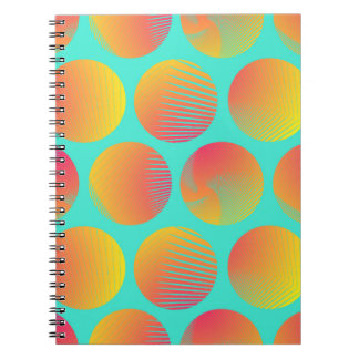 Circles Naadloos Patroon: Sinaasappel en Blauw. Notitieboek