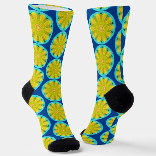 Circles of Flowers Mandala Art Fun Socks Sokken (Gebogen)