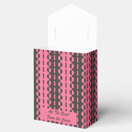 Circles op strips - houtskool en roze tand bedankdoosjes (Geopend)