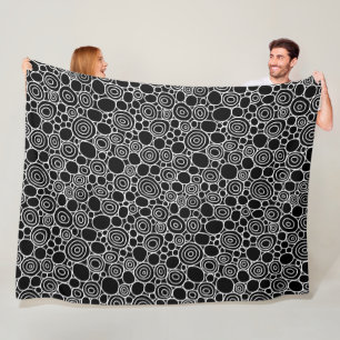 Circles Patroon 210819 - Wit op Zwart Fleece Deken