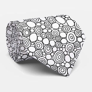Circles Pattern 210819 - Black and White Stropdas