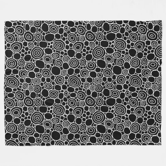 Circles Pattern 210819 - White on Black Fleece Deken (Voorkant (Horizontaal))