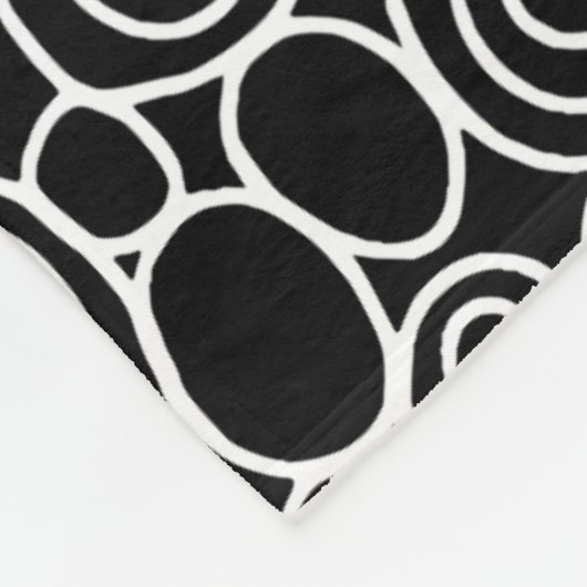 Circles Pattern 210819 - White on Black Fleece Deken (Hoek)