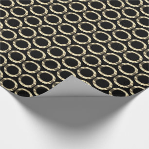 Circles Pattern Golden Rings Geometric Black Gold Cadeaupapier