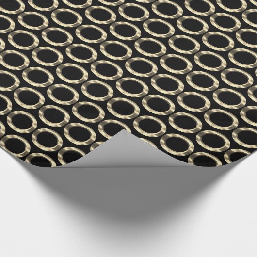 Circles Pattern Golden Rings Geometric Black Gold Cadeaupapier (Hoek)