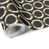 Circles Pattern Golden Rings Geometric Black Gold Cadeaupapier (Rol Hoek)