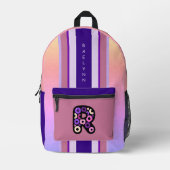Circles Pattern Monogram Striped Backpack  Bedrukte Rugzak (Voorkant)